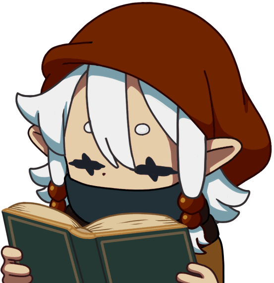 A decorative animated image of a girl reading a book.